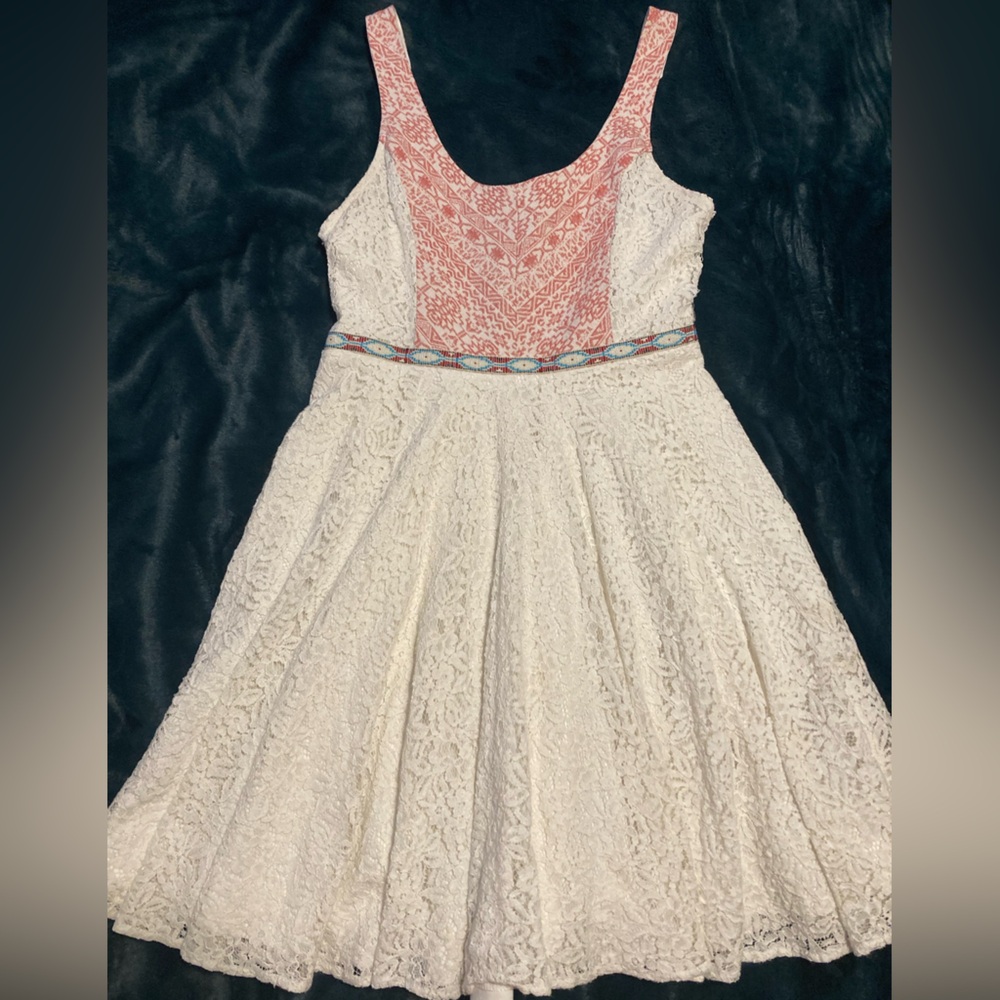 Madelynn Retro Lace Dress with Embroidery Bohemian Cottagecore Boho Sund…